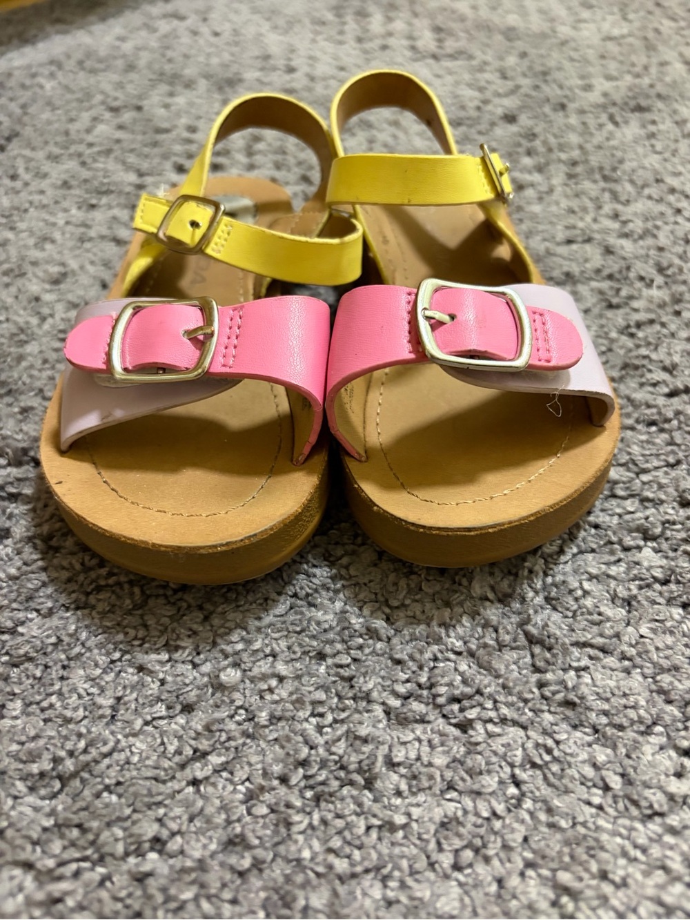 The Children's Place Pink and Yellow Buckle Colorblock Sandals